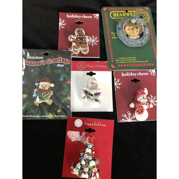 Lot Of 5 VINTAGE CHRISTMAS PINs New And 2006 Boyd’s Bear Pin - Picture 8 of 8